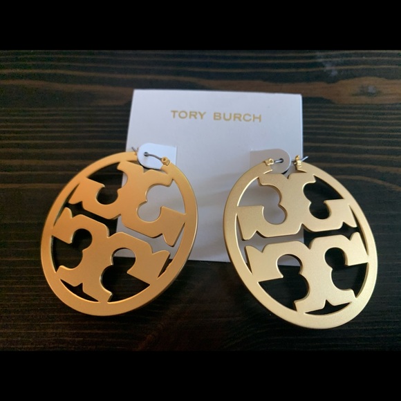 Tory Burch Jewelry - NEW TORY BURCH MILLER LOGO HOOP EARRINGS